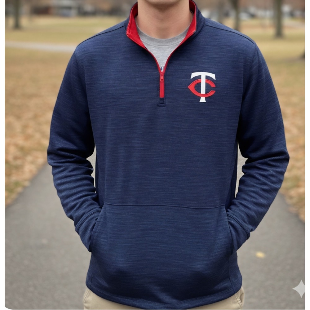 Minnesota Twins Costco ‎ Quarter-Zip Majestic Long Sleeve Pullover Navy Blue